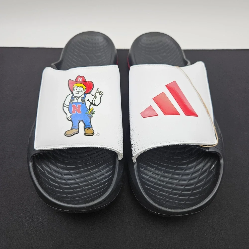 Adidas Lightblaze Slide Nebraska Cornhuskers Herbie Husker Mens 15 Black IH7120